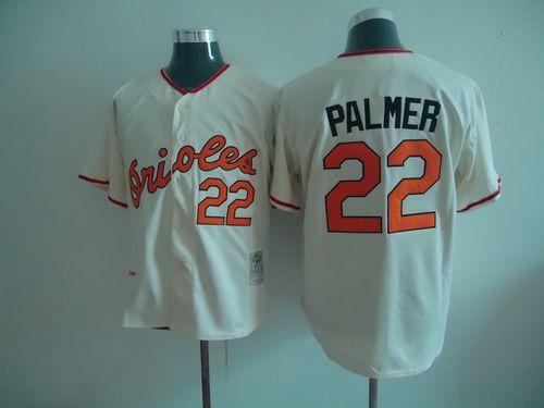 Mitchell And Ness Orioles #22 Jim Palmer Cream Throwback Stitched MLB Jersey - Click Image to Close